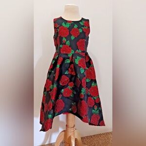 Floral Kids Dress with red roses size 8